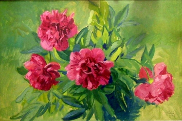 MELICHAR Jan (1908): „Pivoňky“, tempera na papíře