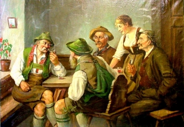 ZIMMERMANN A.:„Společnost tyrolských horalů v hostinci“, ol. , pl.