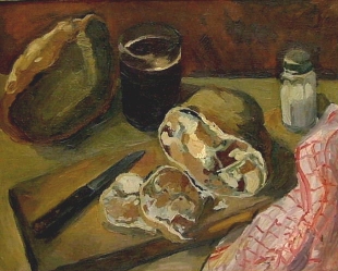 BERÁKOVÁ Olga (1908): „Zátiší s tlačenkou“, ol., pl.