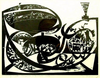 KOPECKÝ Bohdan ( 1928): „Krajina“, dřevoryt na papíře