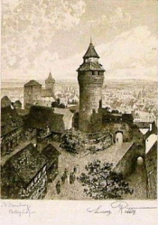 RITTER Lorenz (1832-1921): „Norimberg. Hrad. Náměstí“, dva grafické listy