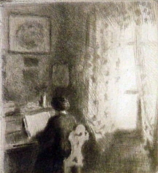 ŠVABINSKÝ Maxmilián (1878-1962): „U klavíru“, lept