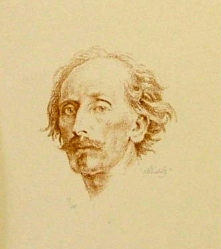 ŠVABINSKÝ Maxmilián: „Josef Mánes (hlava)“, lito.