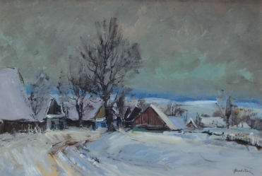 BALÍČEK Karel (1904-1985): Zasněžená vesnice.