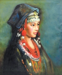 ANONYM:  Asijská kráska s červeným náhrdelníkem.