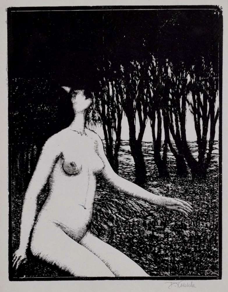 KOBLIHA František (1877-1962): Dívčí akt se stromy.