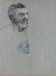 NOVÁK Vladimír (*1947):  Portrét muže s květinou.