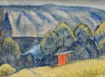 NOVÁKOVÁ-VÍTEČKOVÁ Hana (*1917):  Červená chata na břehu jezera.