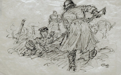 RIEDL Ernst (*1892): Scéna z  1. světové války.