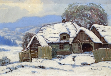 AUGUSTA Antonín (1891-1940): Zasněžená chalupa.