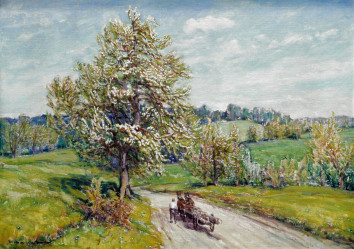 SCHAUER Karel (*1905): Letní krajina s koňským povozem.