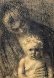 KOLLWITZ Käthe (1867-1945) - připsáno: Matka s dítětem.