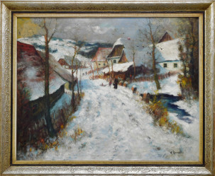 BOUBÍN (Toňátko) Antonín 1903-1971): Zasněžená vesnice.