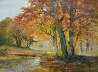 ARNEGER Alois (1879-1963): Sběračka klestí v podzimním lese.