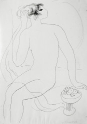 MICHAL Rastislav (*1936): Sedící dívka a mísa s ovocem.
