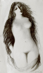JIŘINCOVÁ Ludmila (1912-1994): Dívčí akt s dlouhými vlasy.