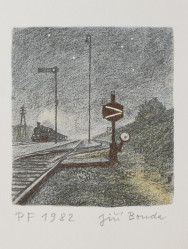 BOUDA Jiří (1934-2015): Železniční přejezd. Výhybka. Praha.